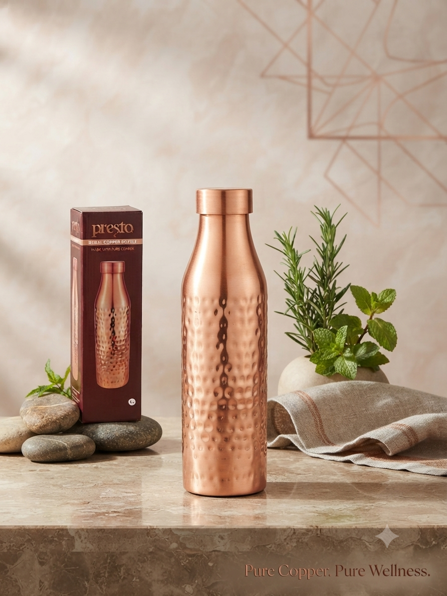 Presto Copper Bottle "Regal" Hammered