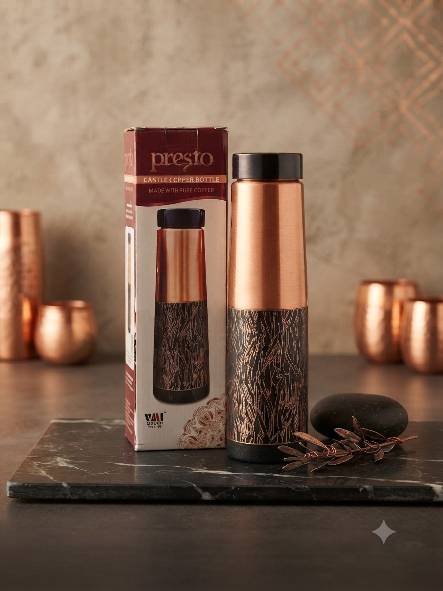Presto Copper Bottle "Castle" Half Rustic