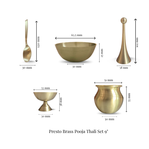 Presto Brass Pooja Thali Set 9"