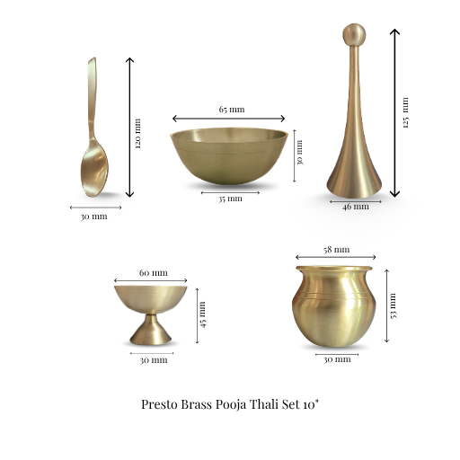 Presto Brass Pooja Thali Set 10"