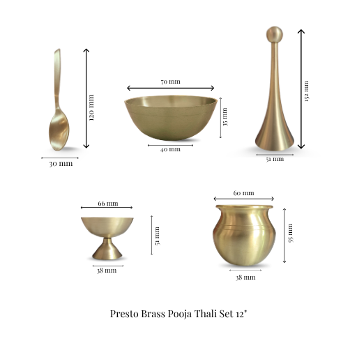 Presto Brass Pooja Thali Set 12"